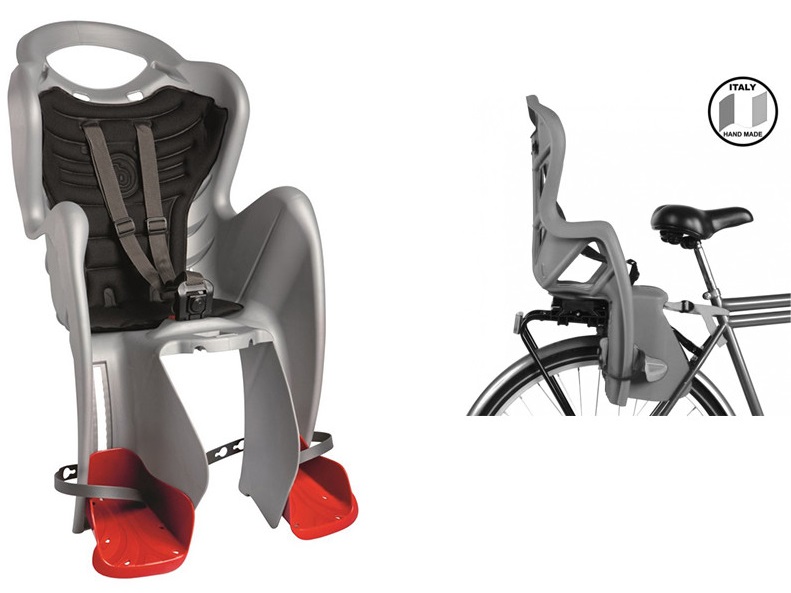 Купить Детское велокресло BELLELLI Mr Fox на багажник, серебристый с черной вставкой