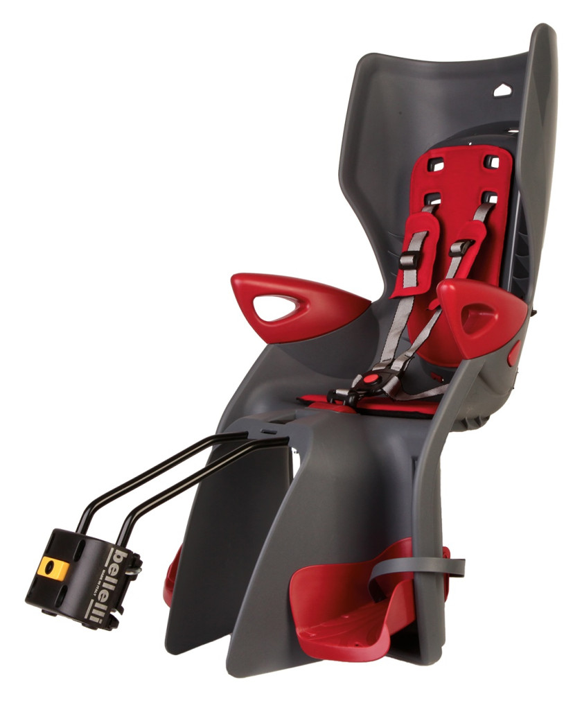 Купить Детское велокресло BELLELLI Summer B-Fix на подседельный штырь, темно-серый с красной вставкой